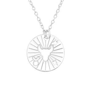 Sterling Silver Taurus Laser Cutout Necklace